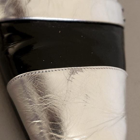 Dolce & Gabbana Metallic Silver & Black Patent Leather Shoes, size 39.5 Euro - Picture 9 of 12